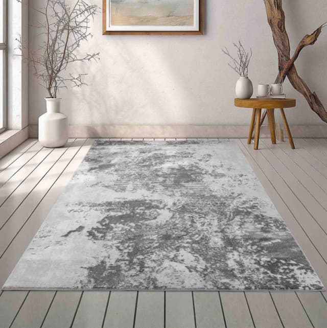 Modern Abstract Sprayed Grunge Texture Area Rugs Grey 160X230 Cm