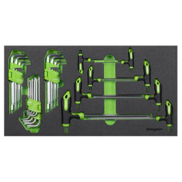 Sealey S01280 Siegen T-Handle & Standard Hex/TRX-Star Key Set with Tool Tray 35pc - Sealey SEAL_S01280