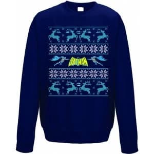 Batman - Reindeer Mens Large Crewneck Sweatshirt - Blue