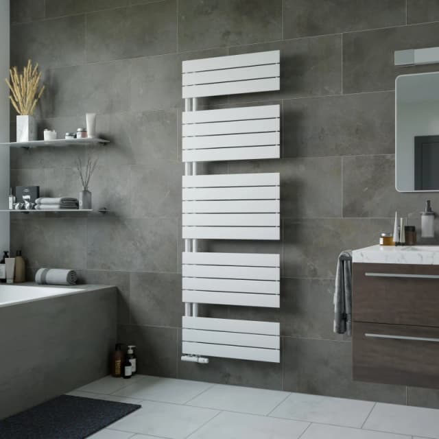 Agadon Panio Up Designer Panel Towel Radiator in White Size: 745mm x 500mm White Unisex 745mm x 500mm
