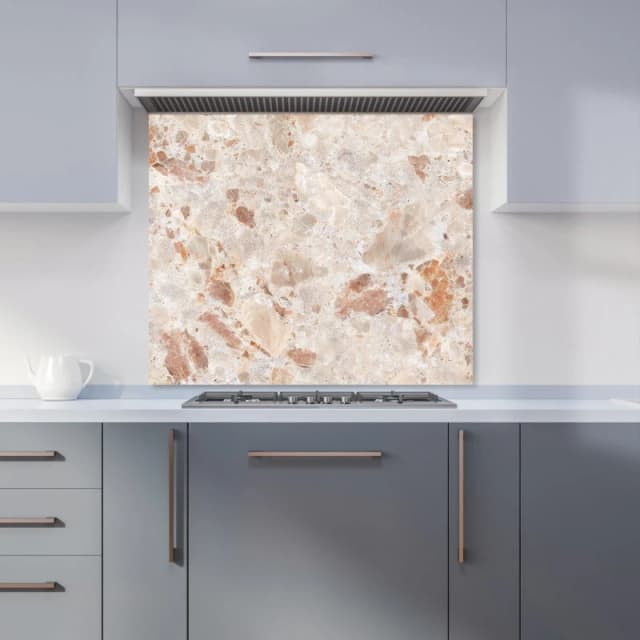 Warren Reed - Designer Polished Sweet Peach Quartz Effect Kitchen Splashback in Teal Size: 600mm x 750mm Teal Unisex 600mm x 750mm