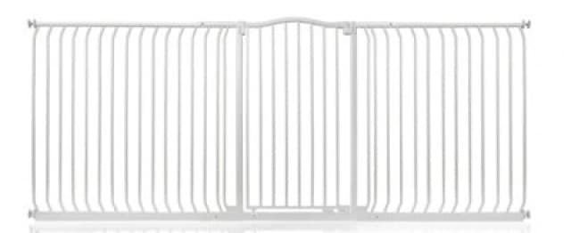 Safetots Extra Tall Curved Top Safety Gate, 234Cm - 243Cm, Matt White, Extra Tall 100Cm In Height, Pressure Fit Stair Gate
