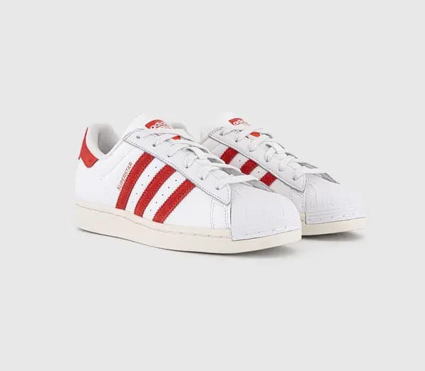 Adidas Womens Superstar Trainers Whtie Bright Red Wonder Clay, 8