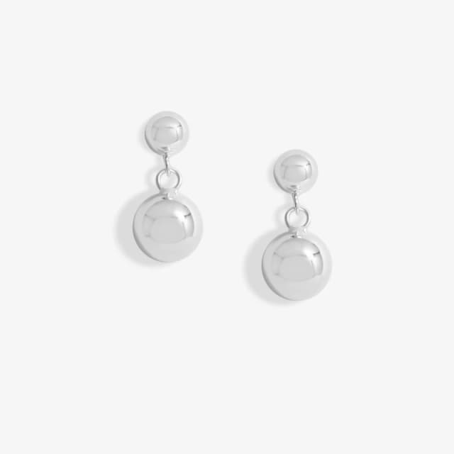 Simply Silver Sterling Silver 925 Polished Orb Double Drop Stud Earrings Silver