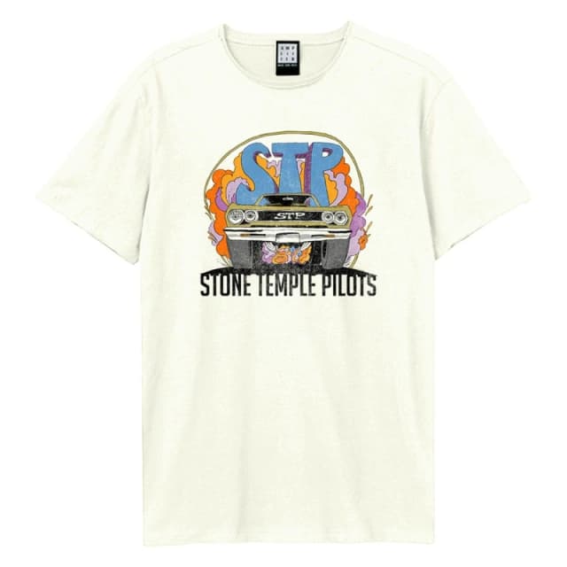 Amplified Amplified Men Vintage Muscle Car Stone Temple Pilots T-Shirt in White Size: X-Small White XS Male 5063652186732