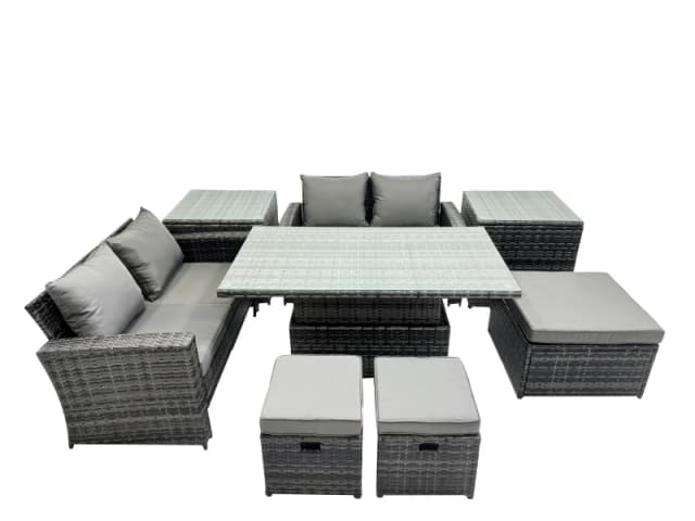 Fimous Outdoor Love Sofa Set 7 Seat Rattan Garden Furniture Set & in Dark Grey Dark Grey Unisex