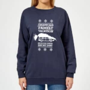 National Lampoon Griswold Vacation Ugly Knit Womens Christmas Sweatshirt - Navy - L