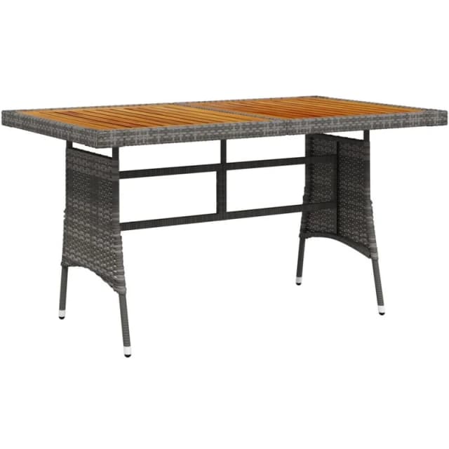 VIDAXL Garden Table Grey 130x70x72cm Poly Rattan & Solid Acacia Wood vidaXL 8720286854075