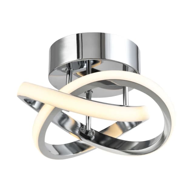 Happy Homewares Modern LED Ceiling Light with Swirl Thick Metal Strip Creates 1253 Lumens in Silver Silver Unisex