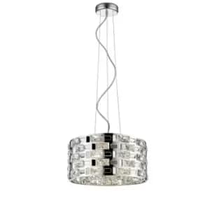Impex Lola 5 Light Chrome Crystal Pendant Ceiling Light