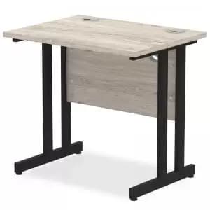 Impulse 800 x 600mm Straight Desk Grey Oak Top Black Cantilever Leg