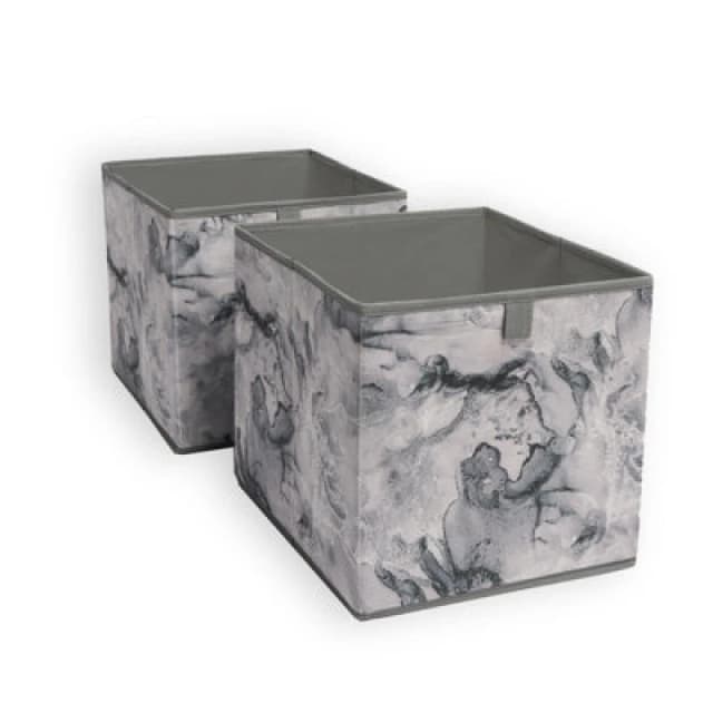 OHS OHS Marble Storage Cubes 2 Pack Folding Boxes Shoe Toy Set Space Saving in Charcoal Charcoal One Size Unisex 5027434215546