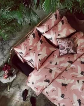 Paloma Cotton 220TC Birds Print Pink Bedding Set - Kingsize