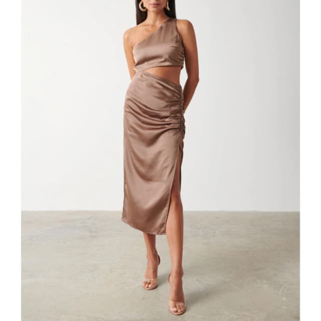 Pretty Lavish Womens Cut Out Structured Fit Dress Mocha female 6 (2XS)