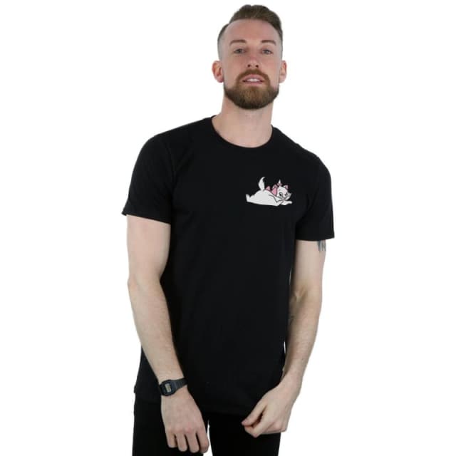 Disney Men Aristocats Marie Sweet Backside Breast Print T-Shirt in Black Size: Small Black S Male 5059114673797