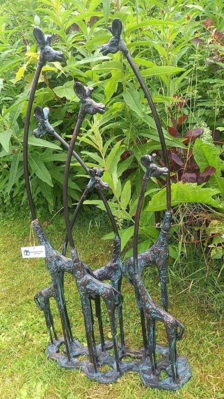 Inspirational Gifting Giraffe Family Sculpture Ornament with an Aged Bronze Finish Bronze Unisex
