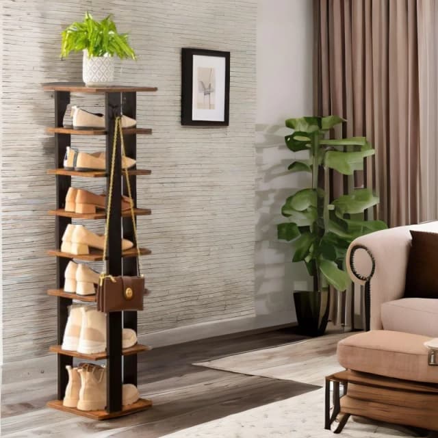 Rafaelo Mobilia Narrow 8-Tier Vertical Shoe Rack in Brown Brown Unisex