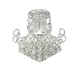 Pearl Flush Ceiling Round 9 Light Polished Chrome, Crystal
