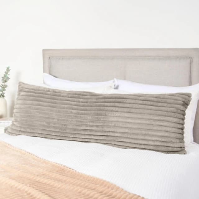 OHS OHS Ribbed Faux Fur Bolster Pillow Soft Maternity Support Cushion in Grey Grey One Size Unisex 5027434230877