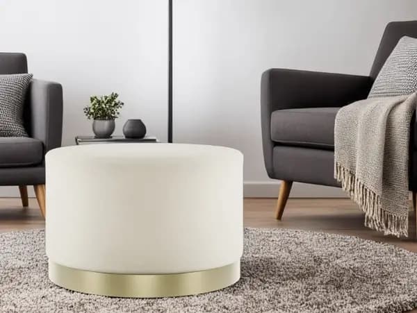 LPD Lara Large Cream and Gold Fabric Bedroom Stool