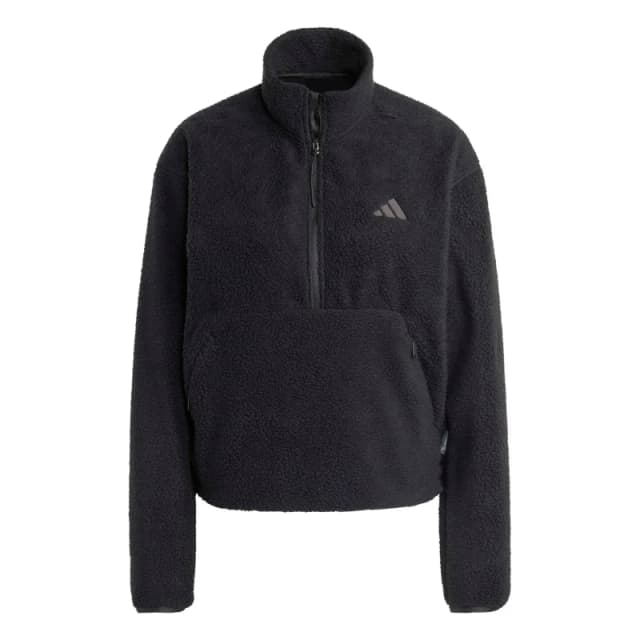 adidas Womens 1/4 Zip Fleece 1/4 Zip Fleece Tops S (8-10) Black 44003403330