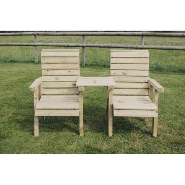 Churnet Valley Garden Furniture Ltd Clover Love Seat w/Tray - Min Assembly Required - Set of Cushions Inc in Brown Brown Unisex