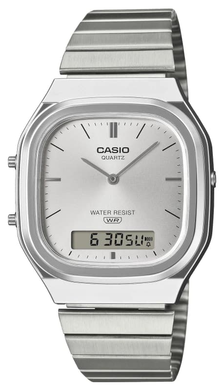 Casio AQ-240E-7AEF Vintage Dual-Display (35.8mm) Silver Watch