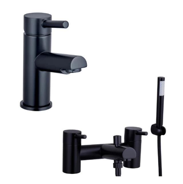 Balterley Minimalist Mono Basin Mixer Tap & Bath Shower Mixer Set - Black Unisex