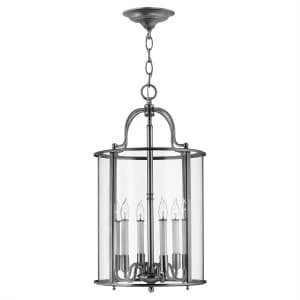 6 Light Large Ceiling Lantern Pendant Pewter, E14