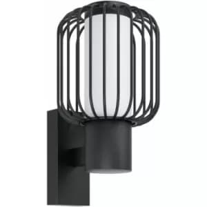 IP44 Outdoor Wall Light Black Zinc Steel Cage 1 x 28W E27 Bulb Porch Lamp