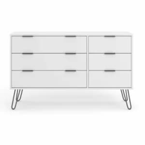 Augusta White 3+3 drawer wide chest of drawers