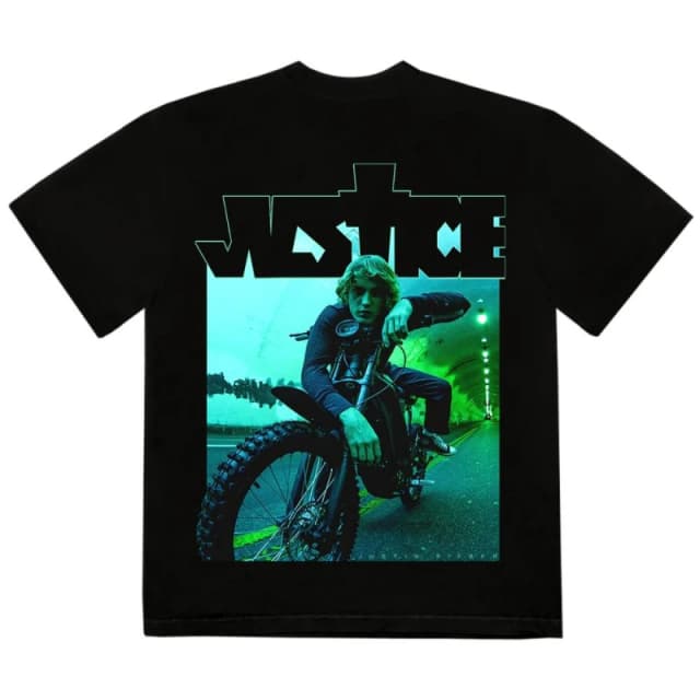 Justin Bieber Mens Dirt Bike T-Shirt in Black Size: Large Black Male L