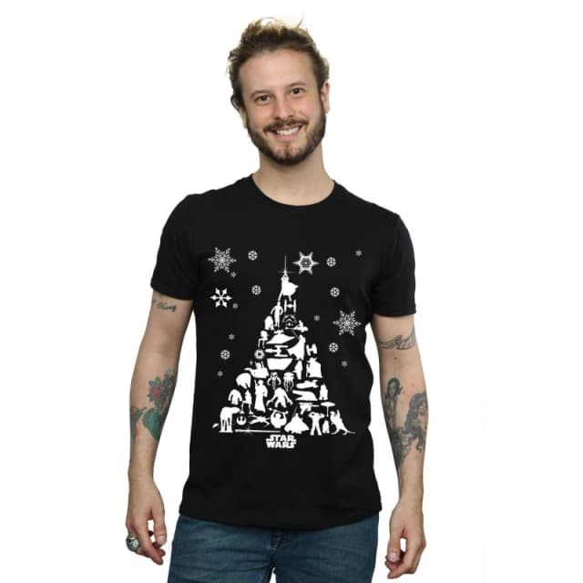 Star Wars Star Wars Men Christmas Tree T-Shirt in Black Size: Small Black S Male 5059400315509