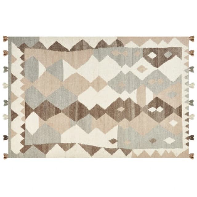 Beliani Rug Aralez Beige 200 X 300 Cm Wool Kilim