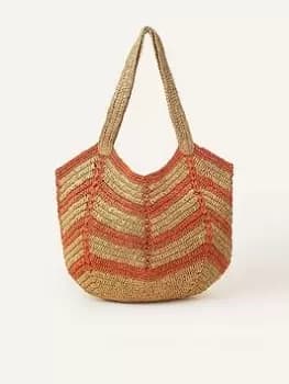 Accessorize Raffia Chevron Shoulder Bag, Orange, Women