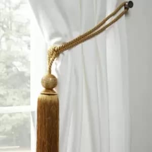 Galaxy Diamante Embellished Tasselled Tie Back, Ochre - Emma Barclay