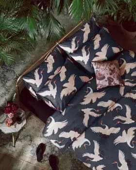 Paloma Cotton 220TC Birds Print Navy Bedding Set - Double