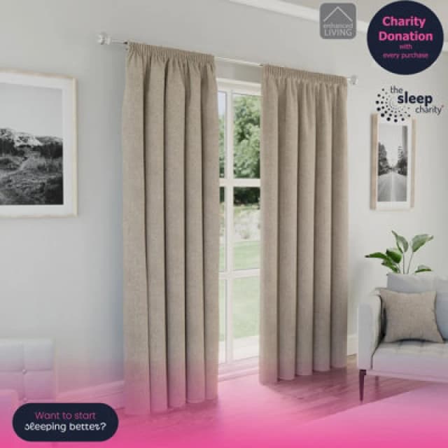 Dallas Thermal Ready Made Blackout Pencil Pleat Curtains Natural