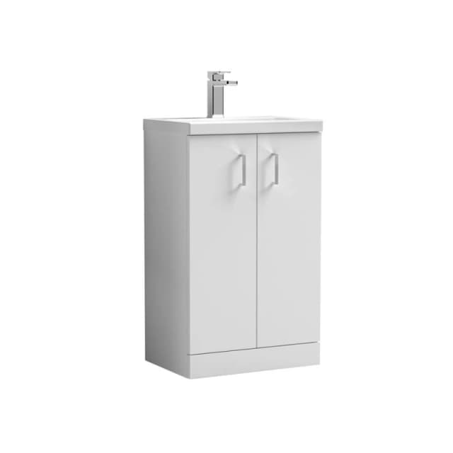 Balterley Compact Floor Standing 2 Door Vanity Unit Ceramic Basin White 500mm White