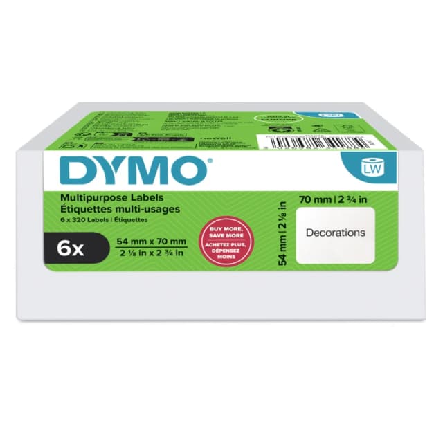 Dymo DYMO LW MULTI-PURPOSE LABELS 74x70MM 6 ROLLS White Self-adhesive printer label 2234188