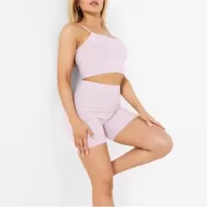 I Saw It First Rib Cami Top And Cycling Shorts Co-Ord Set - Purple