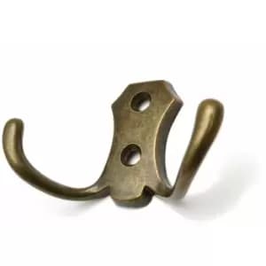 Small Double Coat Hanger Hook Door Wall Bath BK24 Model - Colour Antique - Pack of 10