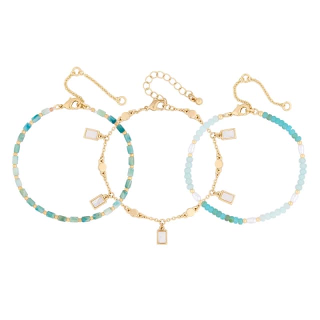 Mood Gold Bead And MOP Charm Bracelet - Pack of 3 Charm Bracelets One Size Gold 87952610000