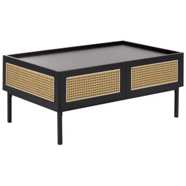 Beliani Coffee Table Cullen Rattan Black With Storage
