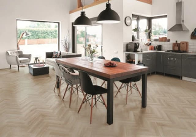 Luvanto Click+ Premium Spc Herringbone Flooring Latte Oak - 6mm With Unizip Loc For Easy Install
