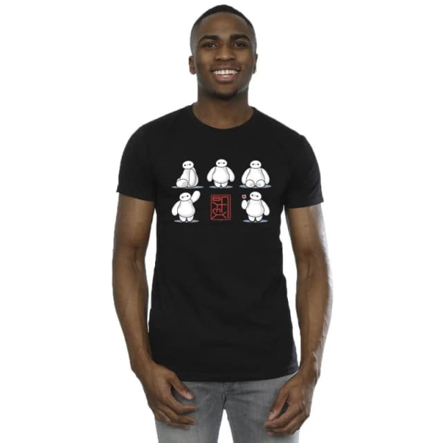 Disney Men Big Hero 6 Baymax Many Poses T-Shirt in Black Size: Small Black S Male 5059934879843