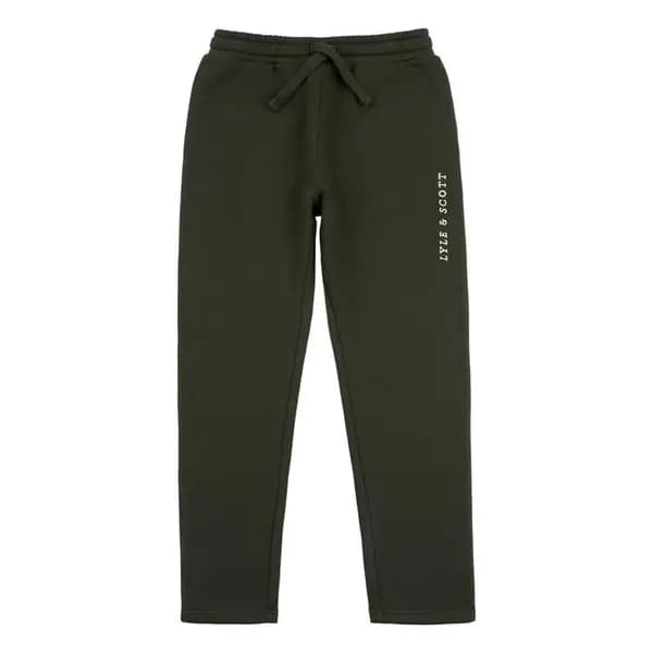Lyle and Scott LogoLsFitSwtpnt Jn99 Open Hem Woven Tracksuit Bottoms 7-8 (S) Green 49005415175