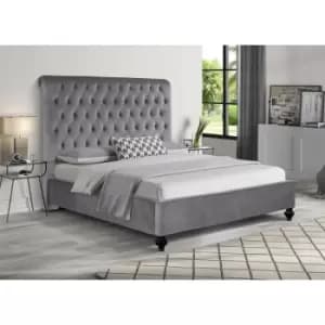 Fiona Upholstered Beds - Plush Velvet, Small Double Size Frame, Grey - Grey