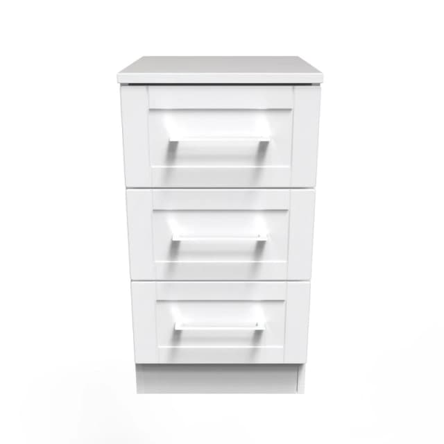 Ripon 3 Drawer Bedside Cabinet In White Ash (Ready Assembled)