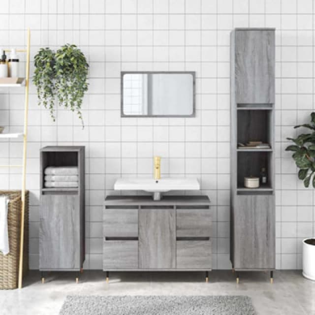 Vidaxl Bathroom Cabinet Grey Sonoma 80X33X60 Cm Engineered Wood